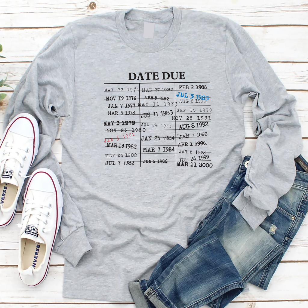 Library Card Due Date Long Sleeve Shirt, Library Card Shirt, Book Lover Shirt