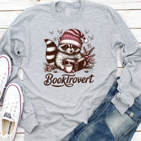 Booktrovert  Long Sleeve Shirt, Book Lover Tee, Funny Raccoon Shirt