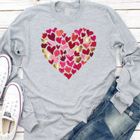 Valentine's Day Heart Long Sleeve Shirt, Girls Valentine Gift