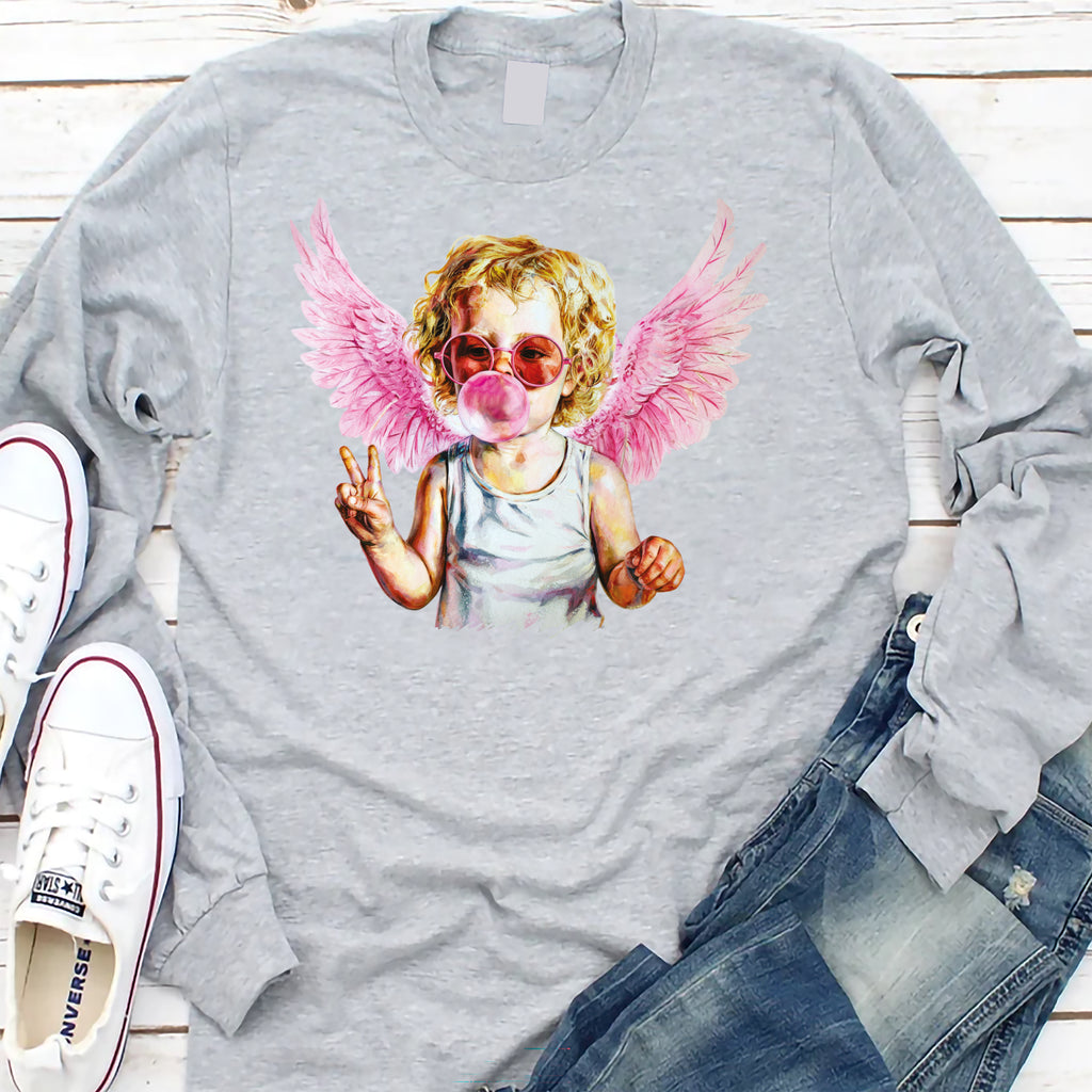 Blowing Bubble Cupid Long Sleeve Shirt, Valentine's Day Shirt