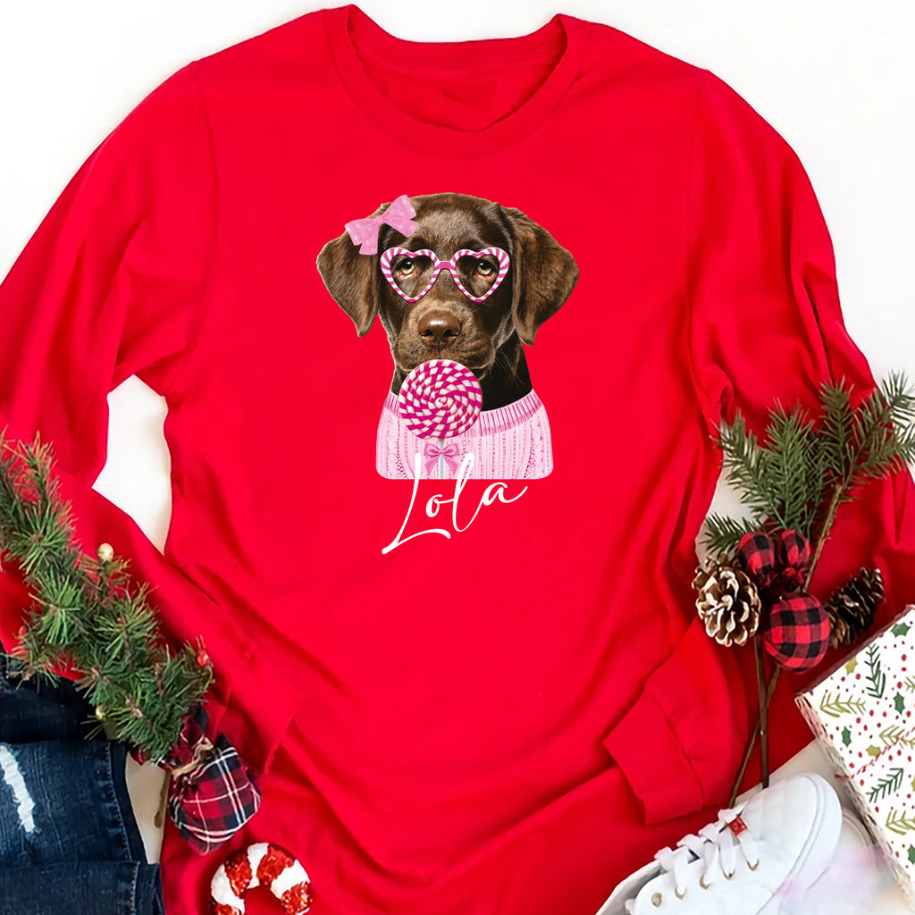 Personalized Dog Valentine Long Sleeve Shirt, Dog Owner Valentines Gift