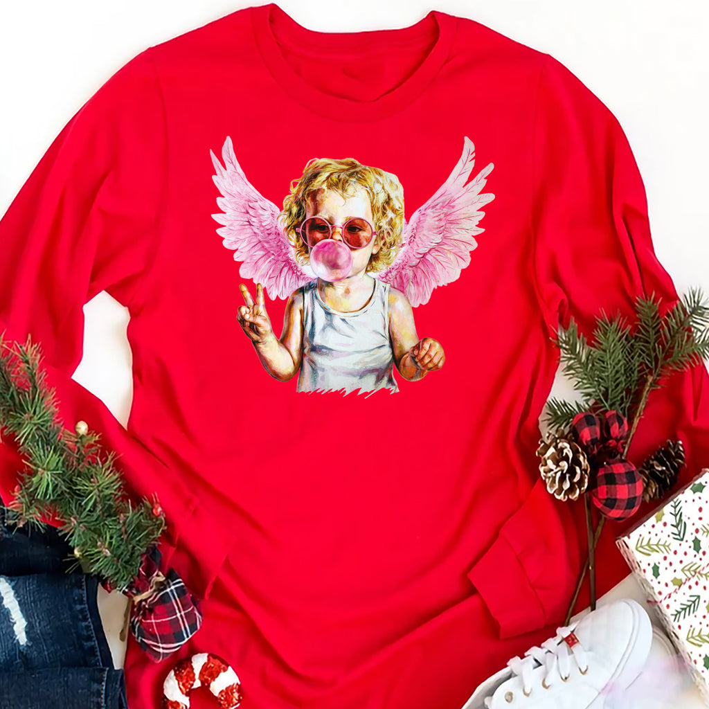 Blowing Bubble Cupid Long Sleeve Shirt, Valentine's Day Shirt