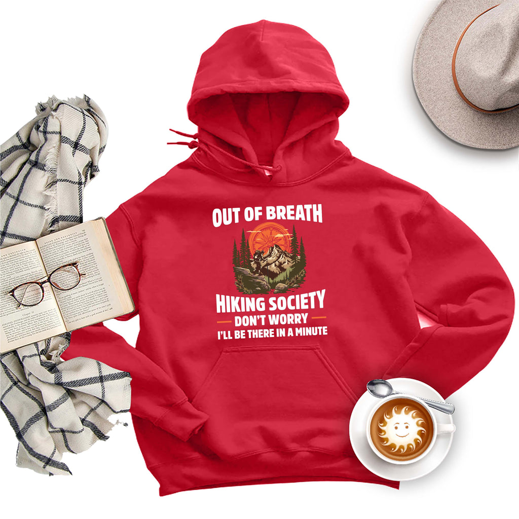 Out of Breath Hiking Society Hoodie, Funny Hiking Hoodie