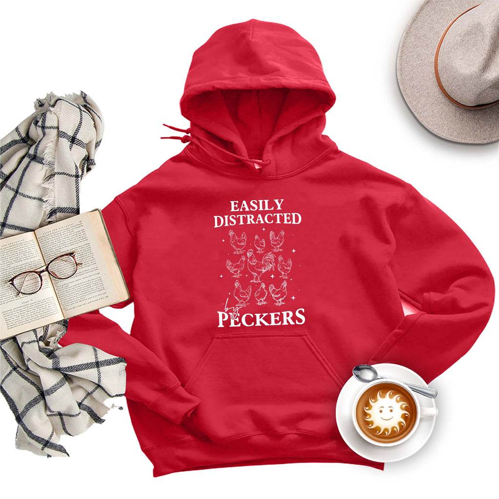 Easily Distracted By Peckers Hoodie, Funny Chicken Hoodie