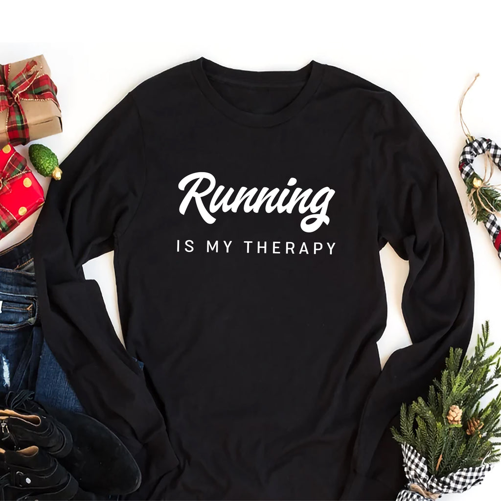 Running Is My Therapy Long Sleeve Shirt, Hiking Shirt