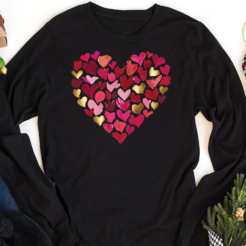 Valentine's Day Heart Long Sleeve Shirt, Girls Valentine Gift