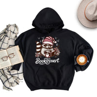 Booktrovert Hoodie, Book Lover Pullover Hoodie, Funny Raccoon Hoodie