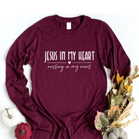 Jesus In My Heart Nursing In My Veins Long Sleeve Shirt, Jesus Nurse Shirt