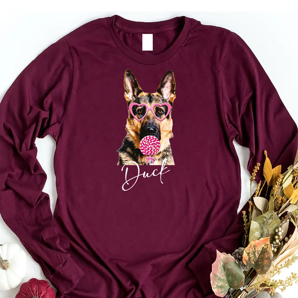 Personalized Dog Valentine Long Sleeve Shirt, Dog Owner Valentines Gift