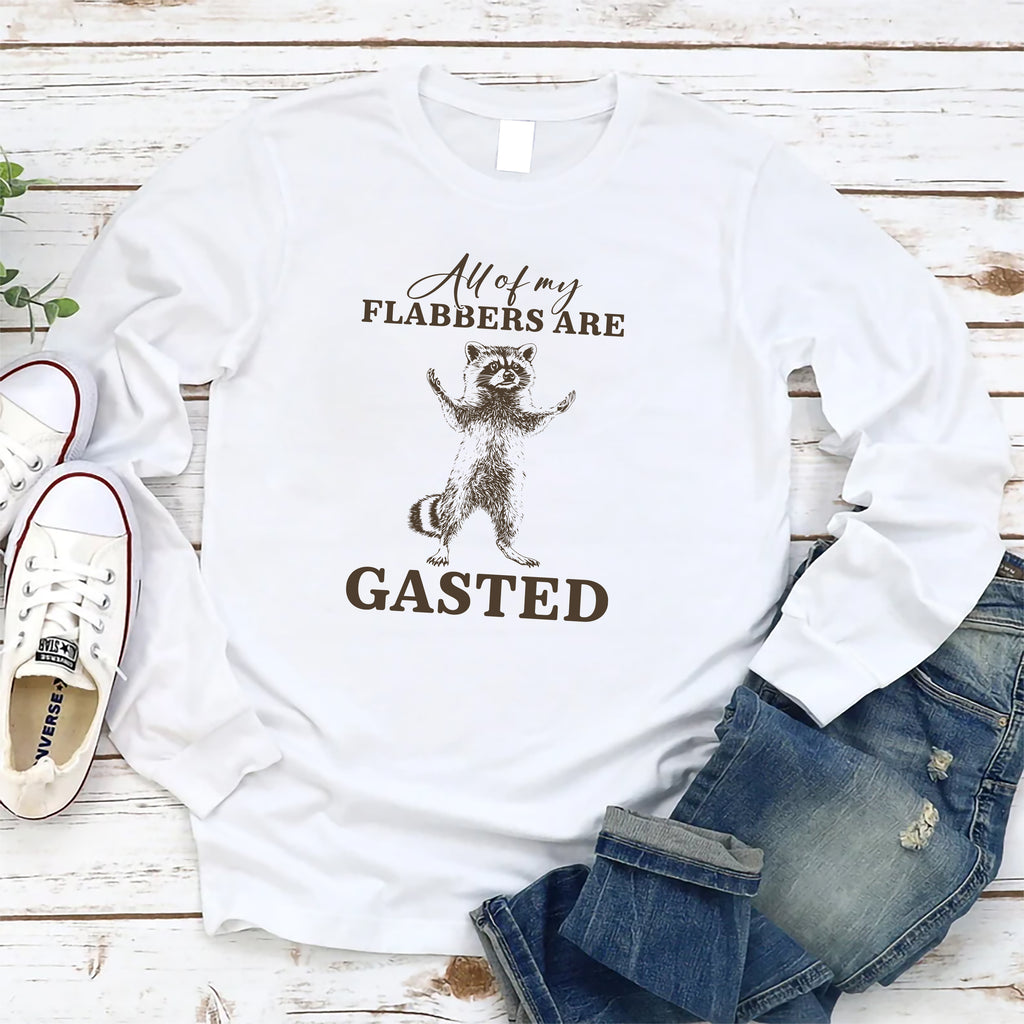 All of My Flabbers Are Gasted Long Sleeve Shirt, Funny Raccoon Shirt