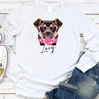 Personalized Dog Valentine Long Sleeve Shirt, Dog Owner Valentines Gift