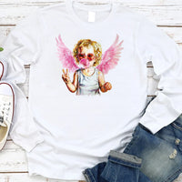 Blowing Bubble Cupid Long Sleeve Shirt, Valentine's Day Shirt