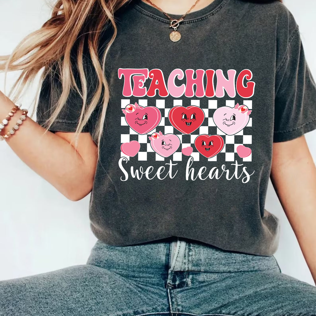 Teaching Sweethearts Teacher Short Sleeve T-Shirt, Valentine Gifts Shirt