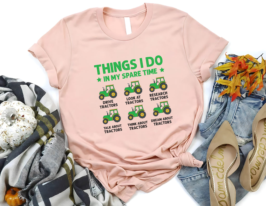 Things I Do In My Spare Time Tractor Short Sleeve T-Shirt, Funny Farm Tractor Shirt