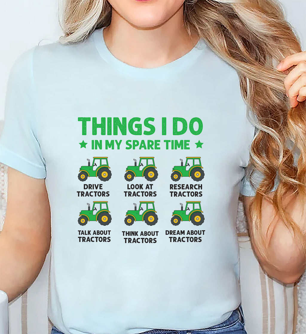 Things I Do In My Spare Time Tractor Short Sleeve T-Shirt, Funny Farm Tractor Shirt