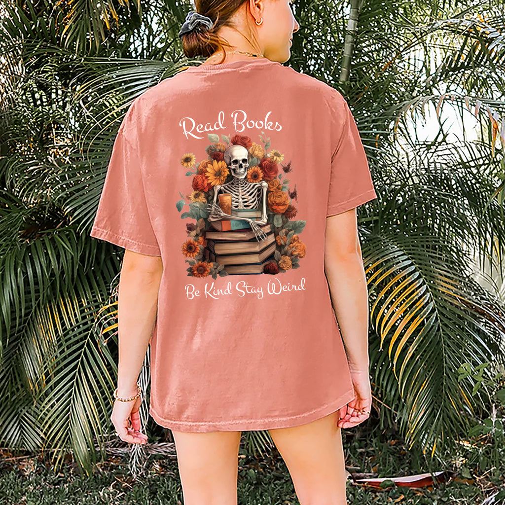 Read Books Be Kind Stay Weird Short Sleeve T-Shirt, Librarian Gifts Shirt