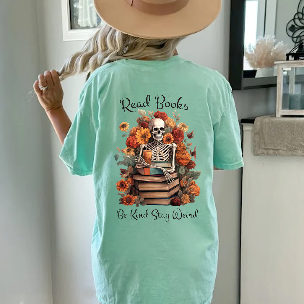 Read Books Be Kind Stay Weird Short Sleeve T-Shirt, Librarian Gifts Shirt