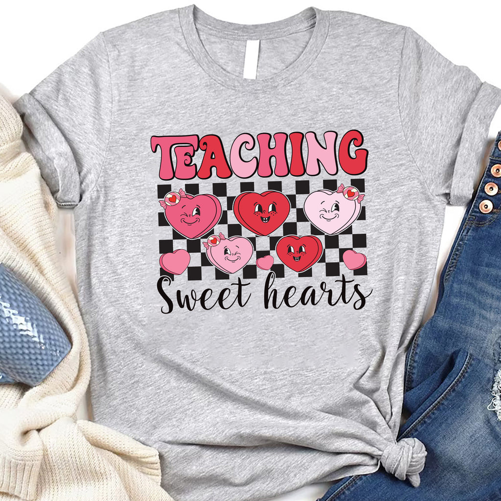 Teaching Sweethearts Teacher Short Sleeve T-Shirt, Valentine Gifts Shirt