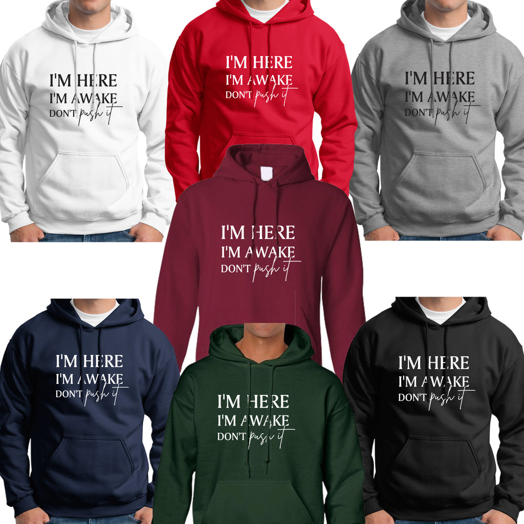 I'm Here I'm Awake Don't Push It Hoodie, Funny Gamer Hoodie