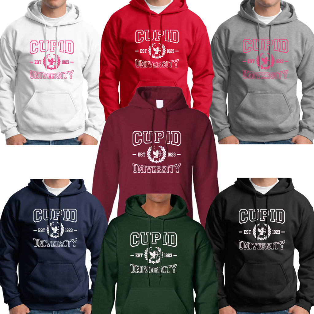 Cupid University Hoodie, Cute Valentine's Day Graphic Hoodie