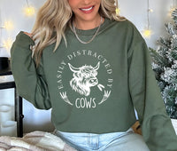 Easily Distracted By Cows Sweatshirt, Funny Cow Sweatshirt