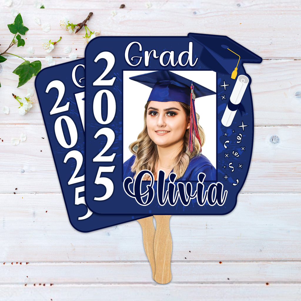 Custom Face Fans With Wooden Handle, Graduation Head, Grad Face Fans, Class of 2025 Head Fans, Graduation Faces on a Stick