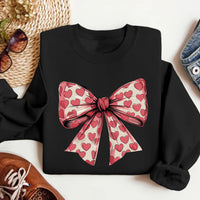 Coquette Valentine's Day Heart Bow Sweatshirt, Valentine's Day Bow Sweatshirt