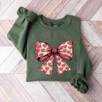 Coquette Valentine's Day Heart Bow Sweatshirt, Valentine's Day Bow Sweatshirt