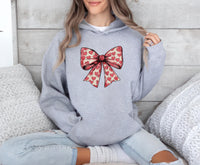 Coquette Valentine's Day Heart Bow Hoodie, Valentine's Day Bow Hoodie