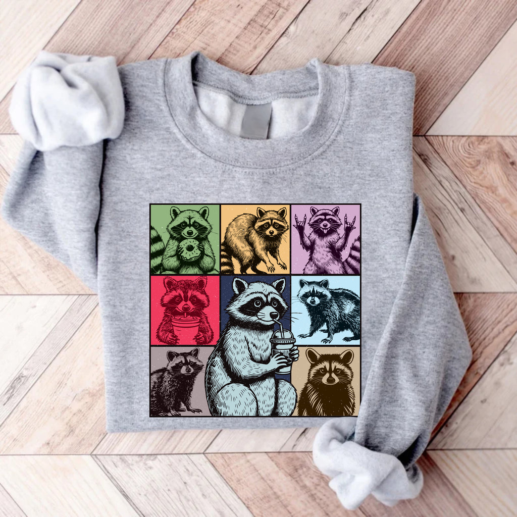 Raccoon Drink Coffee Sweatshirt, Raccoon Lover Gift Pullover