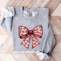 Coquette Valentine's Day Heart Bow Sweatshirt, Valentine's Day Bow Sweatshirt