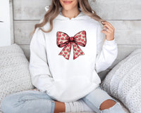 Coquette Valentine's Day Heart Bow Hoodie, Valentine's Day Bow Hoodie