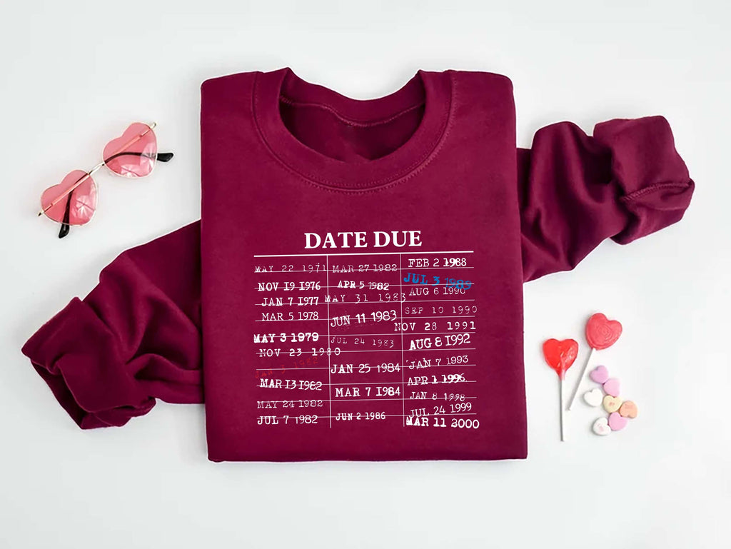 Library Card Due Date Sweatshirt, Library Card Sweatshirt, Book Lover Sweatshirt