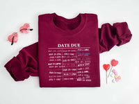 Library Card Due Date Sweatshirt, Library Card Sweatshirt, Book Lover Sweatshirt