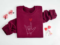 Valentine's Day I Love You ASL Sweatshirt, Heart Hand Sign Sweatshirt