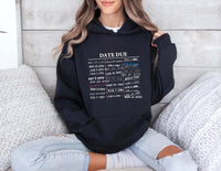 Library Card Due Date Hoodie, Library Card Hoodie, Book Lover Hoodie