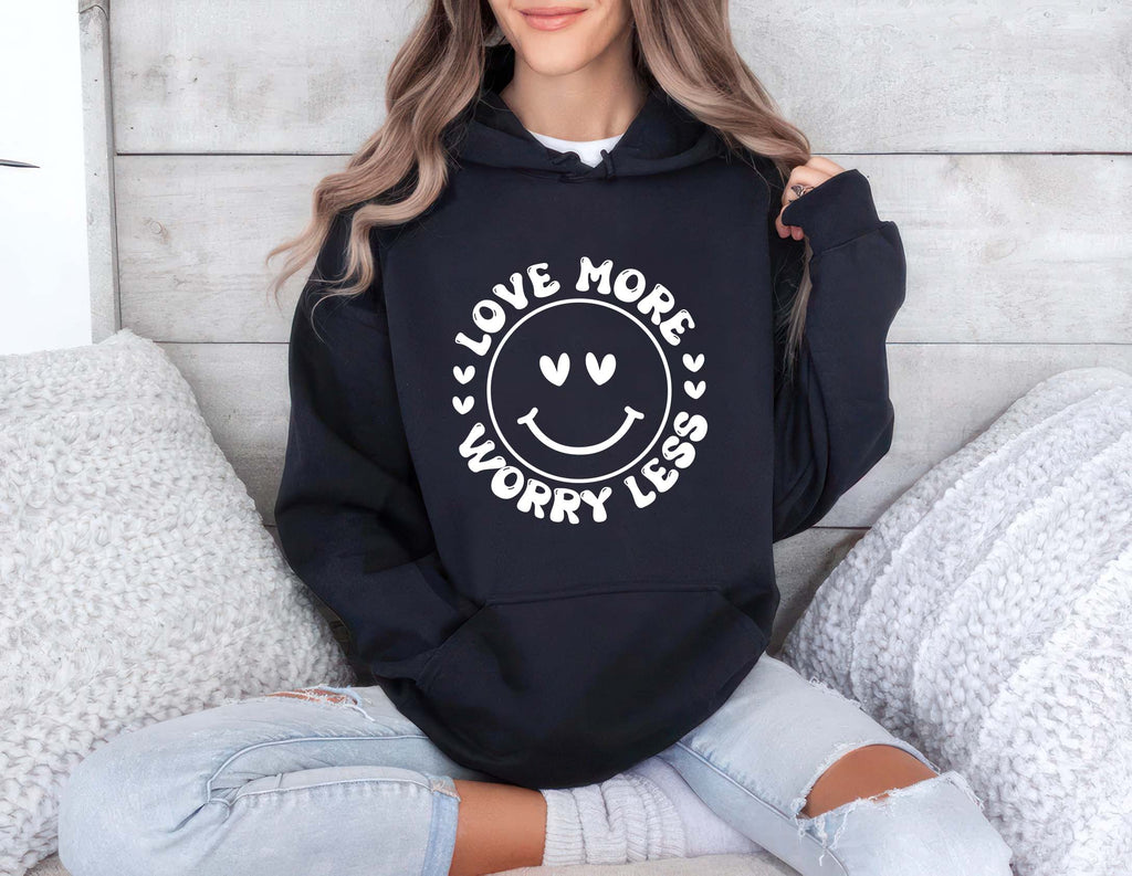 Valentine's Day Love Hoodie, Love More Worry Less Hoodie