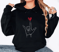 Valentine's Day I Love You ASL Hoodie, Heart Hand Sign Hoodie