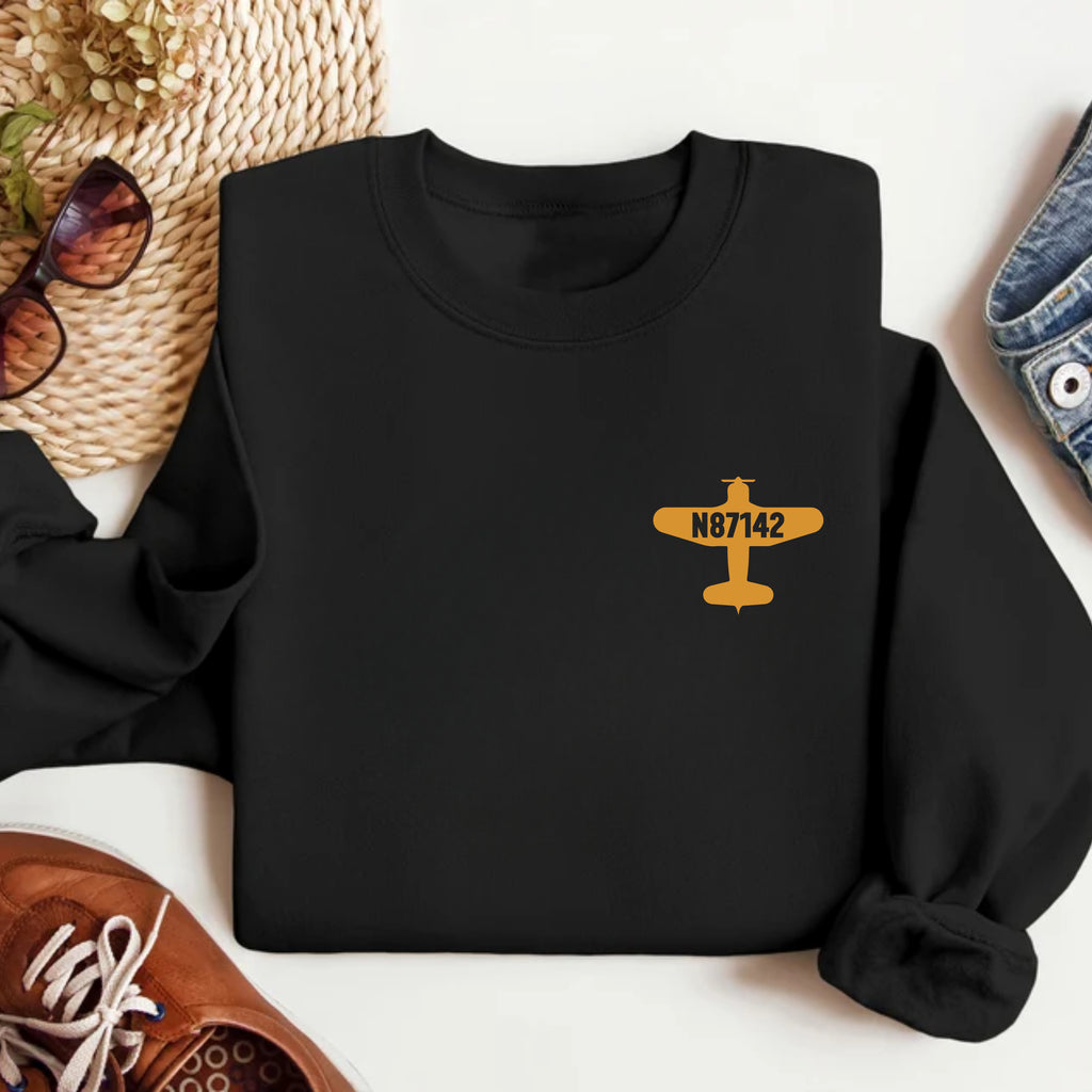 Custom Airplane Tail Number Sweatshirt, Aviation Pocket Design Sweatshirt