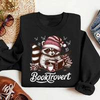 Booktrovert Sweatshirt, Book Lover Pullover, Funny Raccoon Sweatshirt