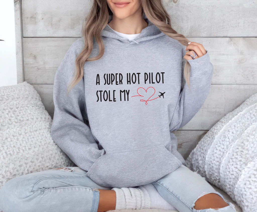 A Super Hot Pilot Stole My Heart Hoodie, Pilot Girlfriend Hoodie, Pilot Wife Hoodie