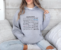 Library Card Due Date Hoodie, Library Card Hoodie, Book Lover Hoodie