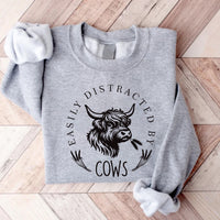 Easily Distracted By Cows Sweatshirt, Funny Cow Sweatshirt