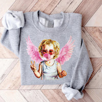 Blowing Bubble Cupid Sweatshirt, Valentine's Day Sweatshirt