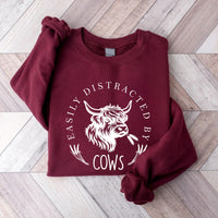 Easily Distracted By Cows Sweatshirt, Funny Cow Sweatshirt