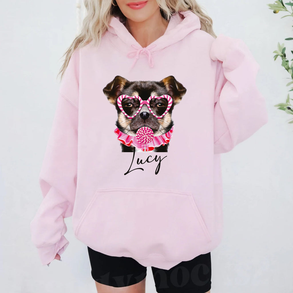 Personalized Dog Valentine Hoodie, Dog Owner Valentines Gift Hoodie