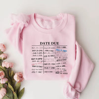 Library Card Due Date Sweatshirt, Library Card Sweatshirt, Book Lover Sweatshirt