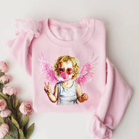 Blowing Bubble Cupid Sweatshirt, Valentine's Day Sweatshirt