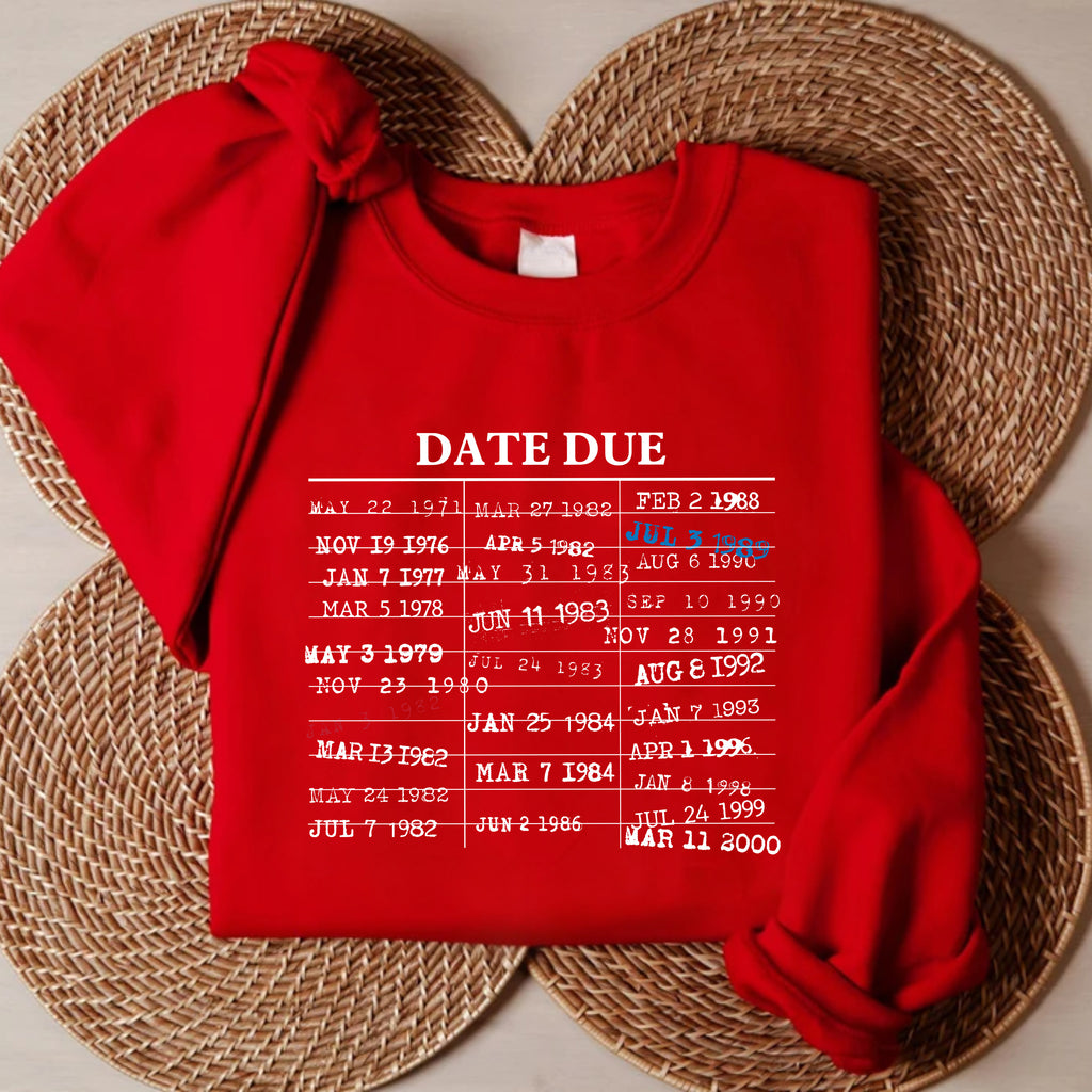 Library Card Due Date Sweatshirt, Library Card Sweatshirt, Book Lover Sweatshirt