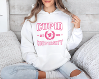 Cupid University Hoodie, Cute Valentine's Day Graphic Hoodie